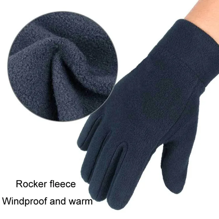 Rocker Fleece Winter Warm Anti-Slip Gloves Outdoor Riding Sports Gloves, Size: L(Navy)