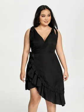 Ruffle Wrap Solid Dress