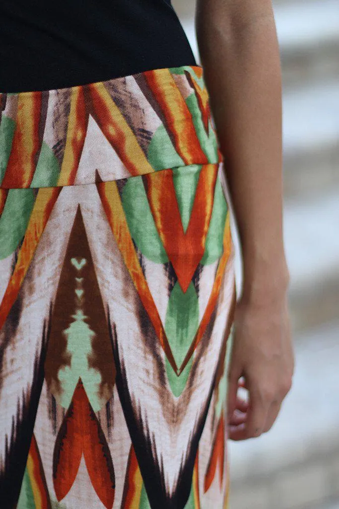 Rust Printed Maxi Skirt