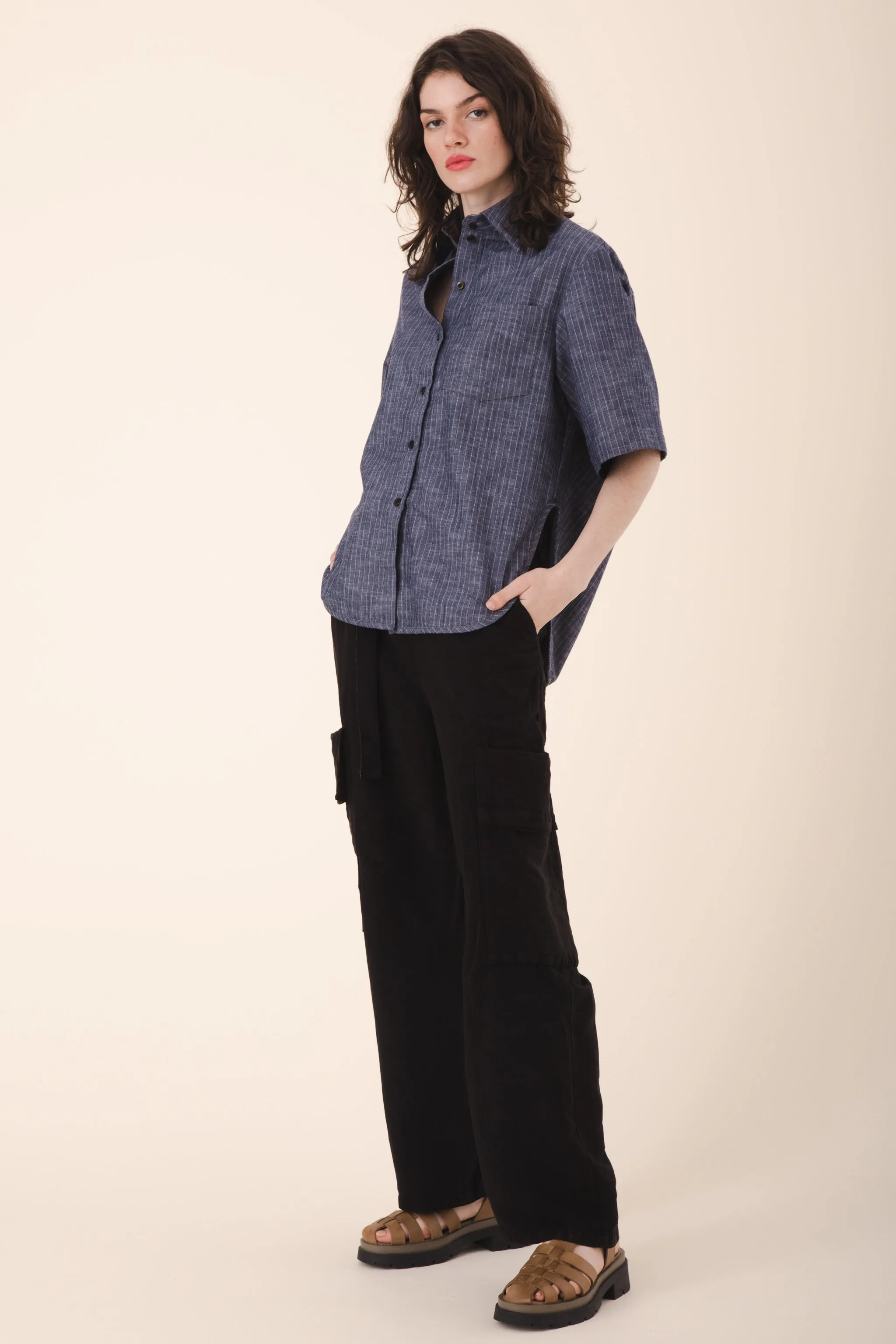 Sack Pocket Pant Silk in Black