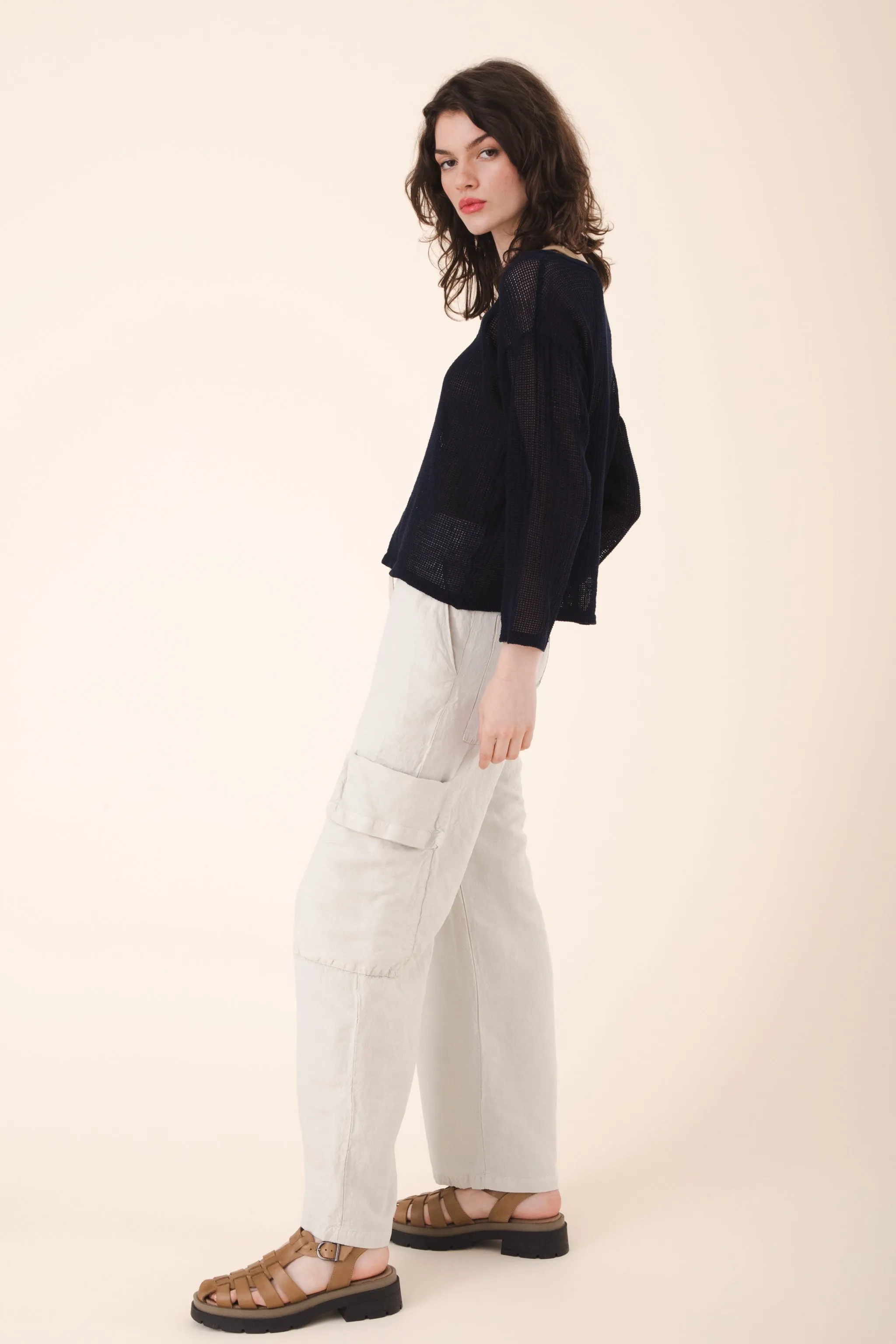 Sack Pocket Pant Silk in Oyster