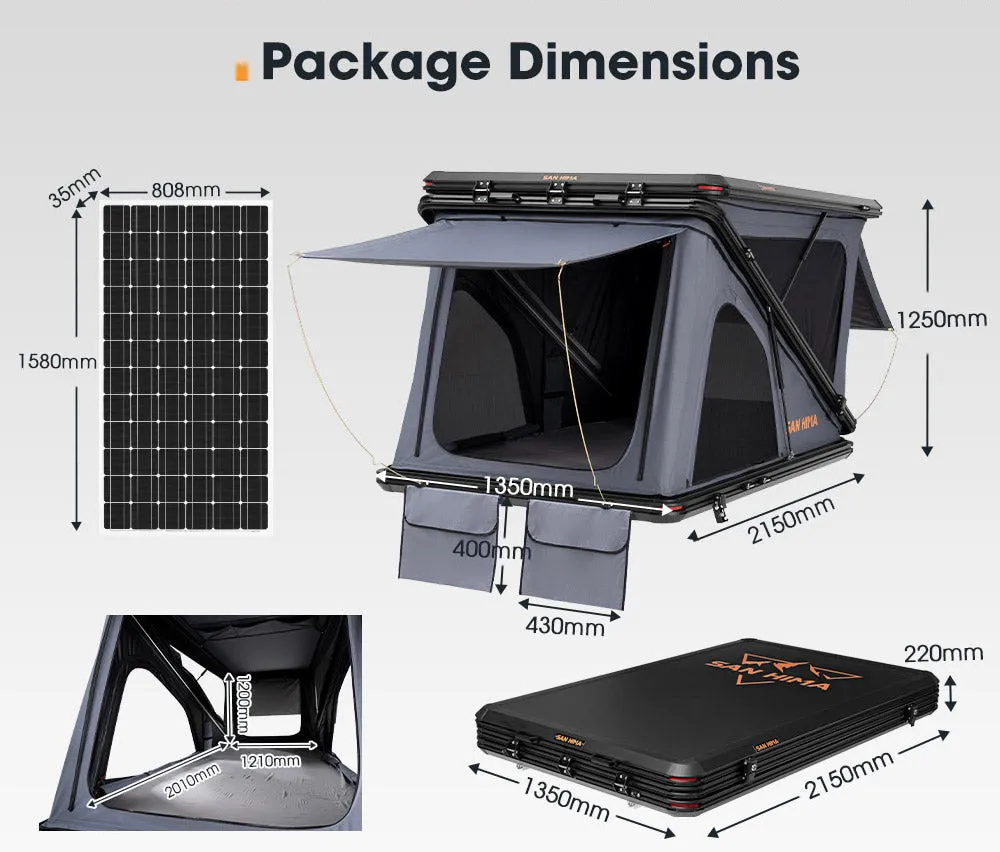 San Hima Kalbarri Z Roof Top Tent Hardshell With Ladder   250W Solar Panel