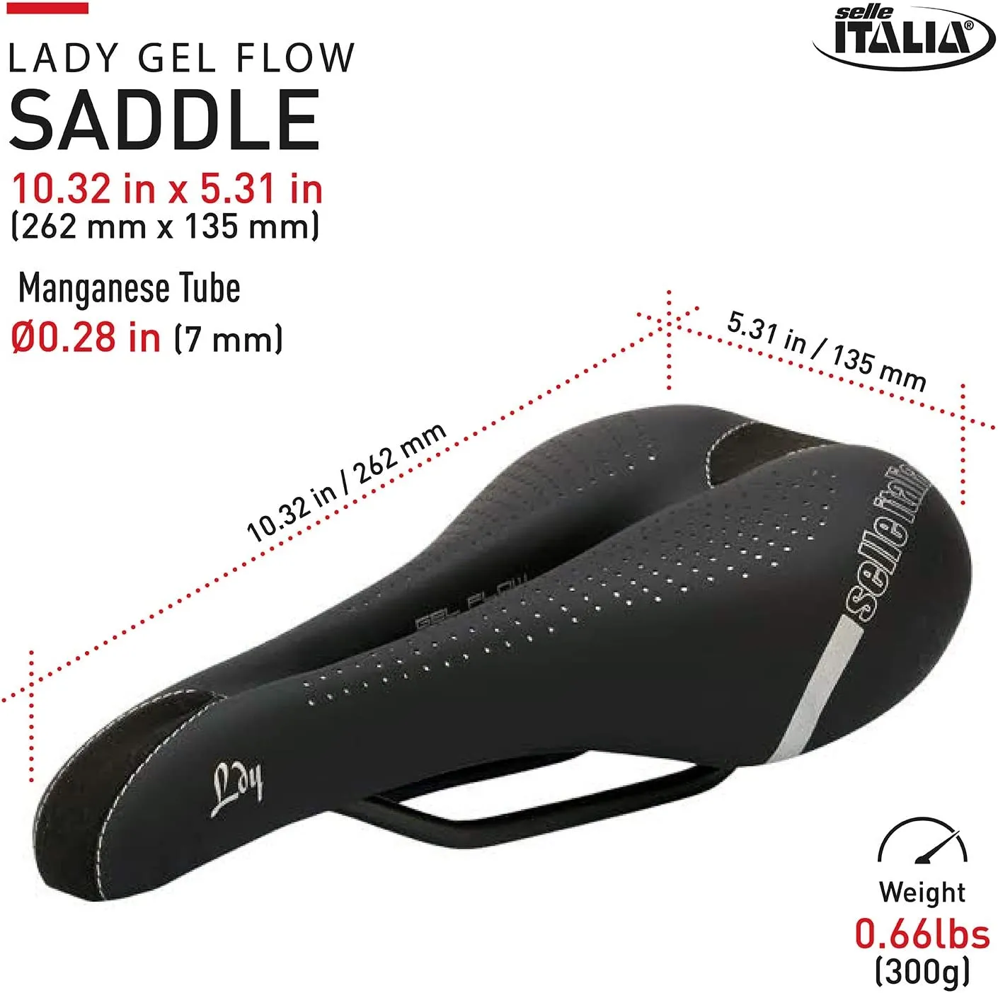 Selle Italia, Lady Gel Flow, MTB and Road Bike Saddle for Women