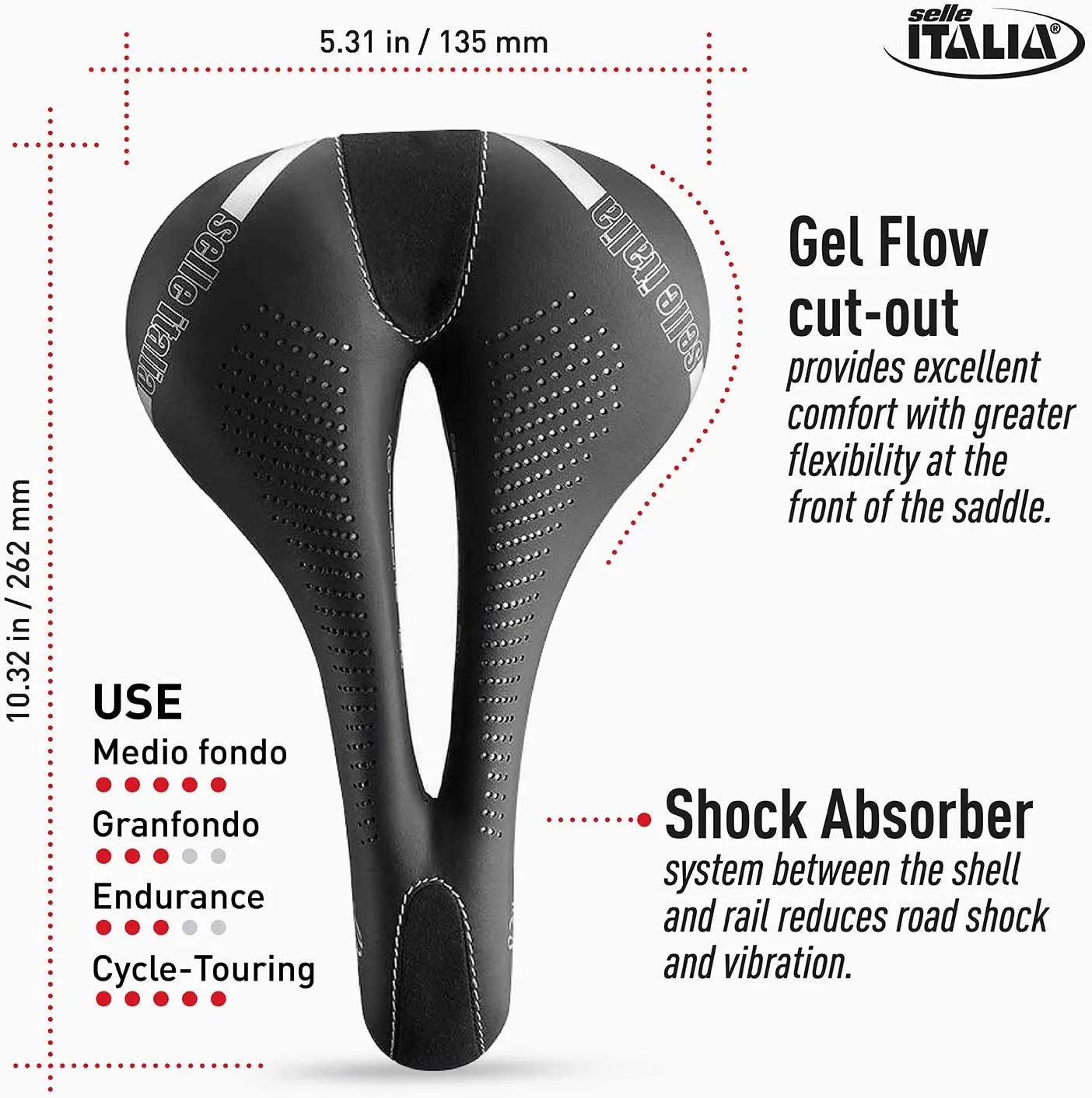 Selle Italia, Lady Gel Flow, MTB and Road Bike Saddle for Women