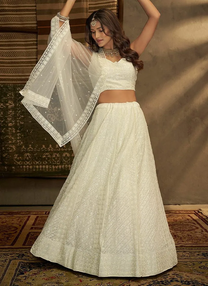 Sequins Work White Chaniya Choli