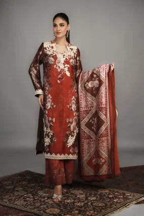 Shamaeel - TRE-07 - Sheesha Silk and Khaddi Silk - 3 Piece