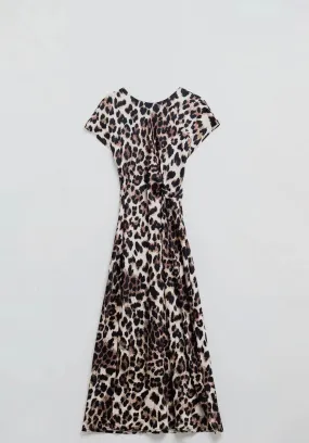 Short Sleeve Leopard Maxi Dress