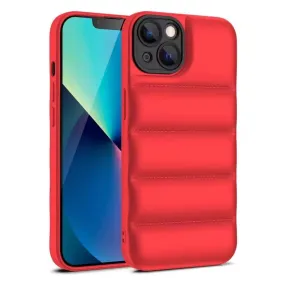 Soft Puffer Jacket Style Mobile Phone Case for iPhone 14 Plus- Red