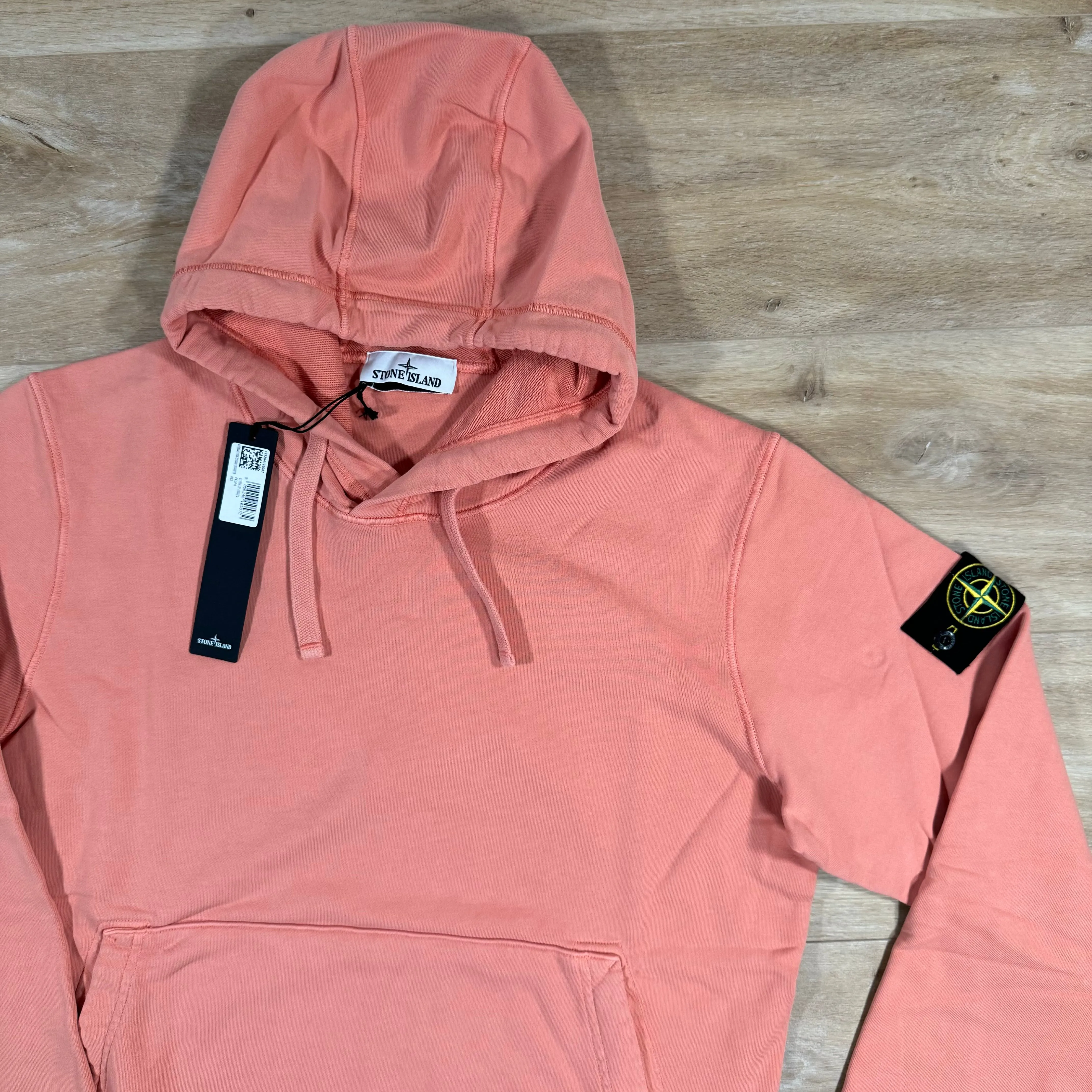 Stone Island Garment Dyed Pullover Hoodie in Orange