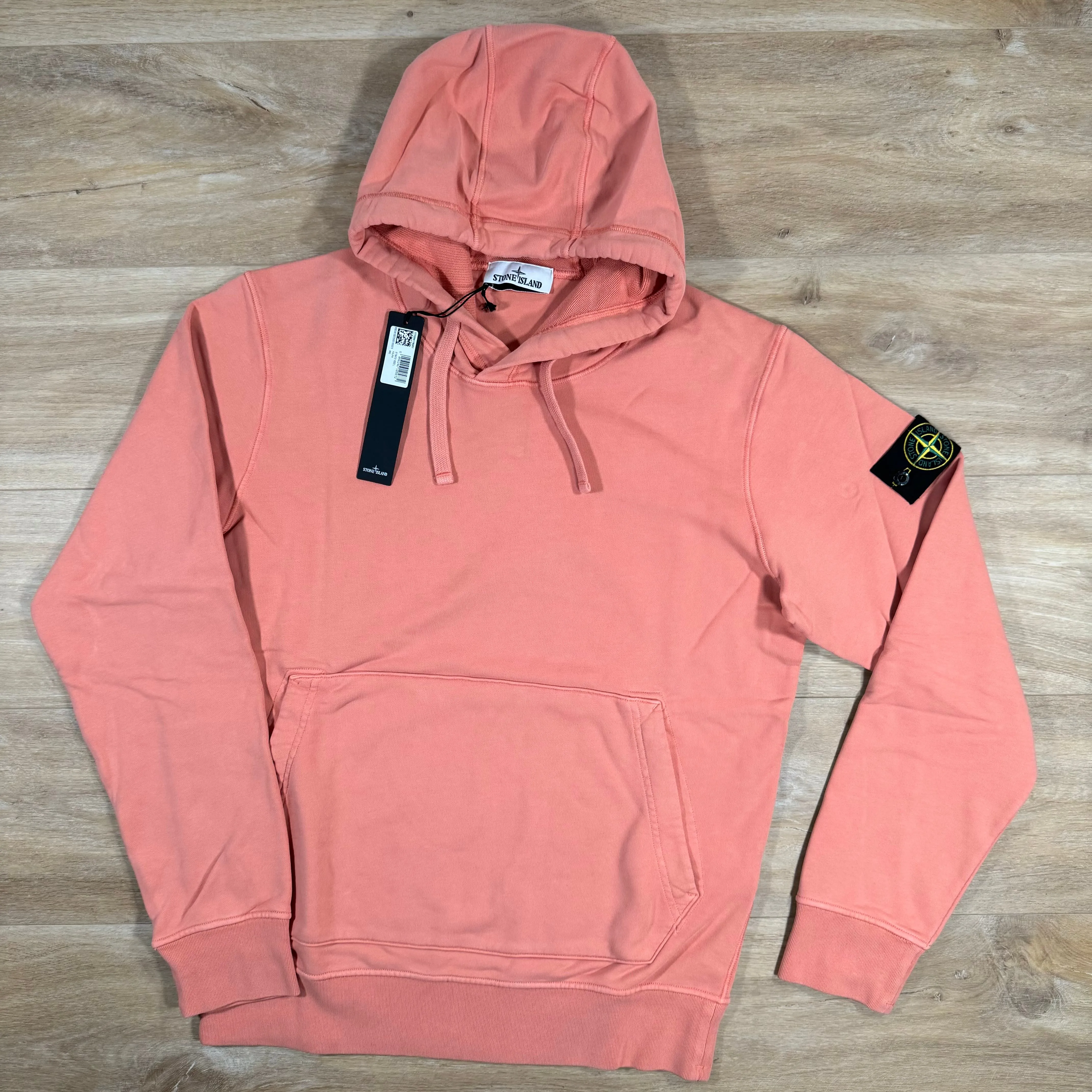 Stone Island Garment Dyed Pullover Hoodie in Orange