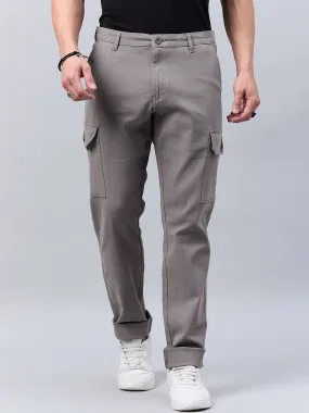 Style Quotient Men Grey Stretchable Cargo Trouser