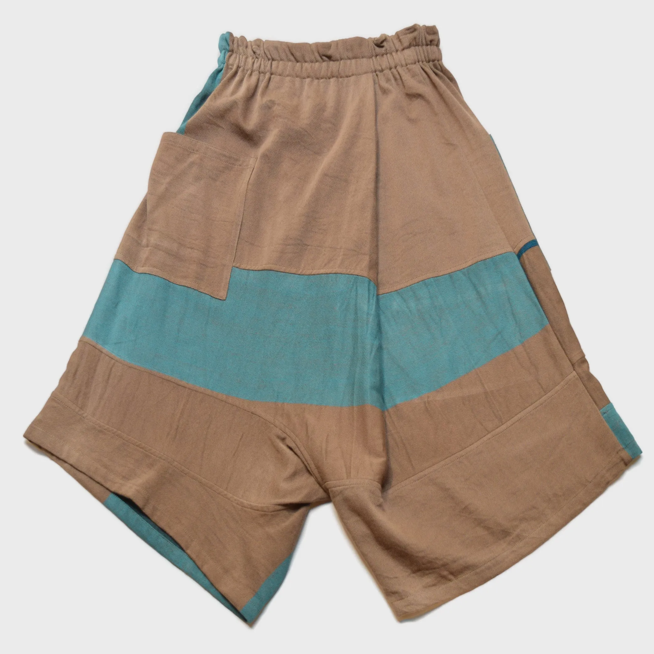 TAMAKI NIIME Drop-rise Cotton Pants - Sand and Turquoise