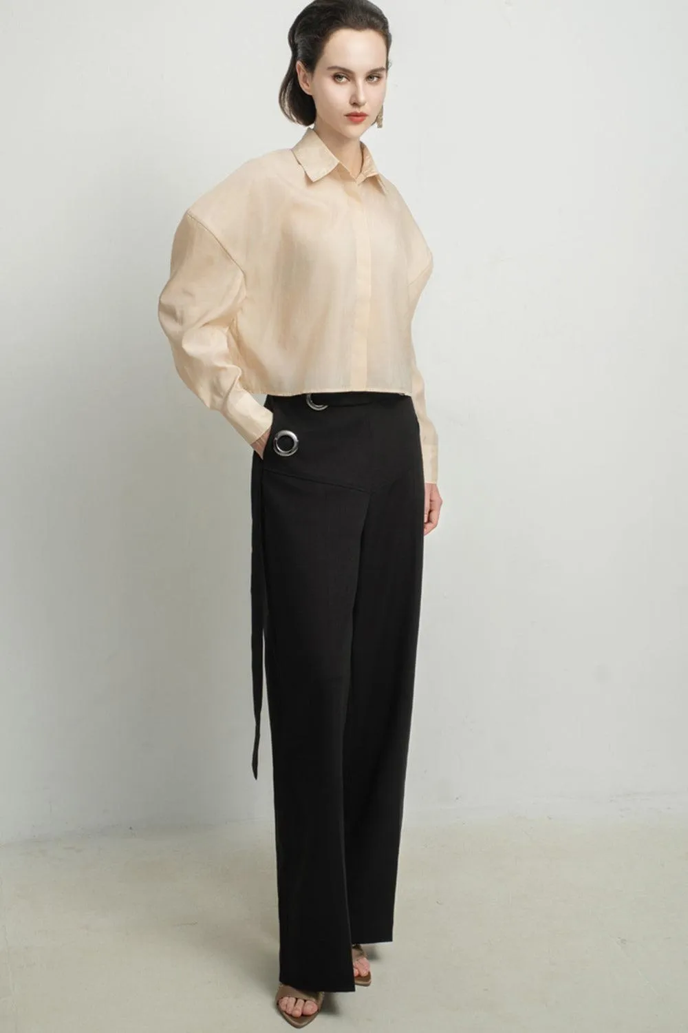 Teagan Straight Side Pocket Polyester Ankle Length Pants