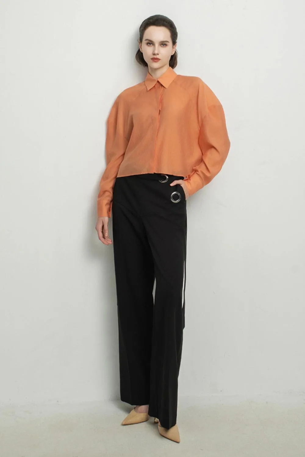 Teagan Straight Side Pocket Polyester Ankle Length Pants