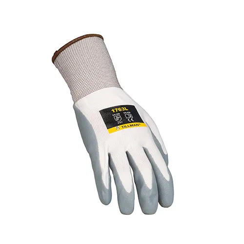 Tillman 1763 White/Gray Nitrile Foam Coated Nylon Gloves (1 Pair)