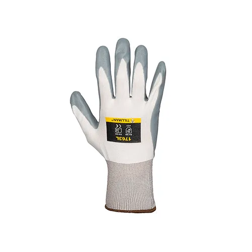 Tillman 1763 White/Gray Nitrile Foam Coated Nylon Gloves (1 Pair)