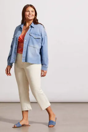 Tri 5408V Plus Size Cropped Denim Shacket