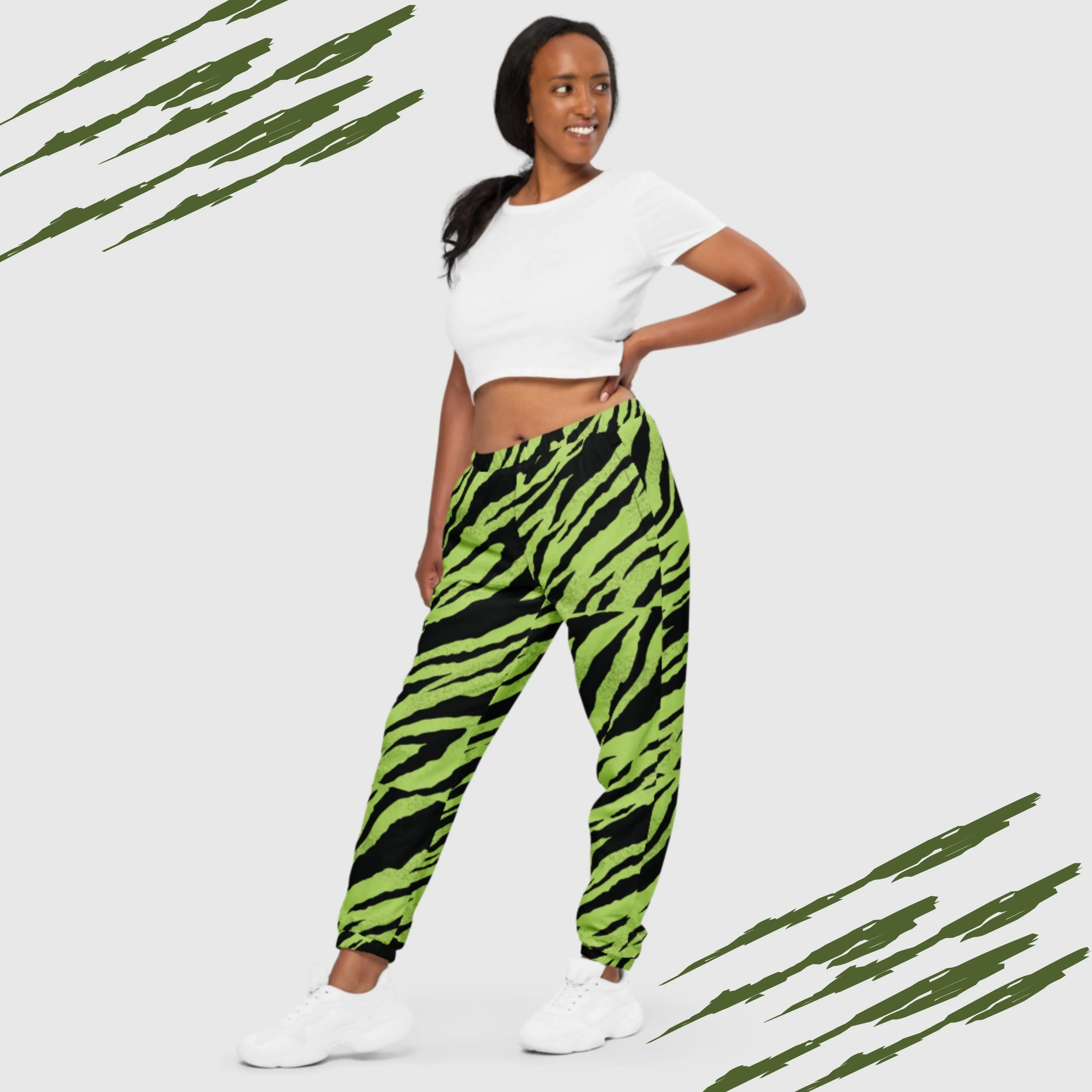 Unisex Green Tiger Pattern Track Pants