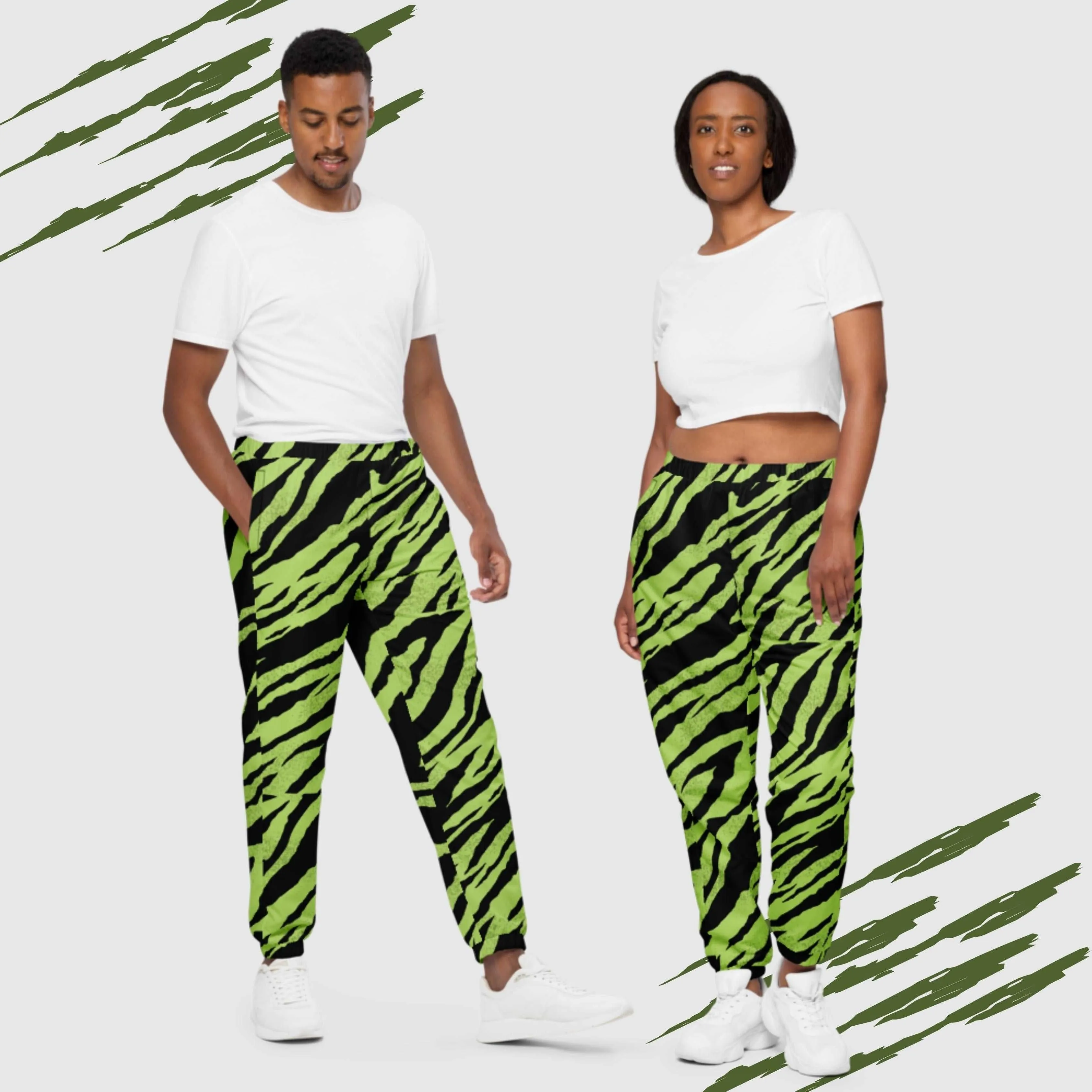 Unisex Green Tiger Pattern Track Pants