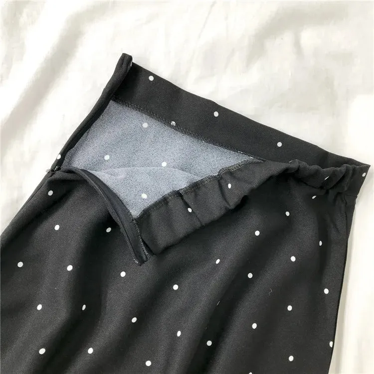 Uniwim 2024 Summer Women Black Polka Dot Chiffon Long Skirt Elegant Lady High Waist Maxi Skirts Casual Boho Beach Vintage Slim Skirt