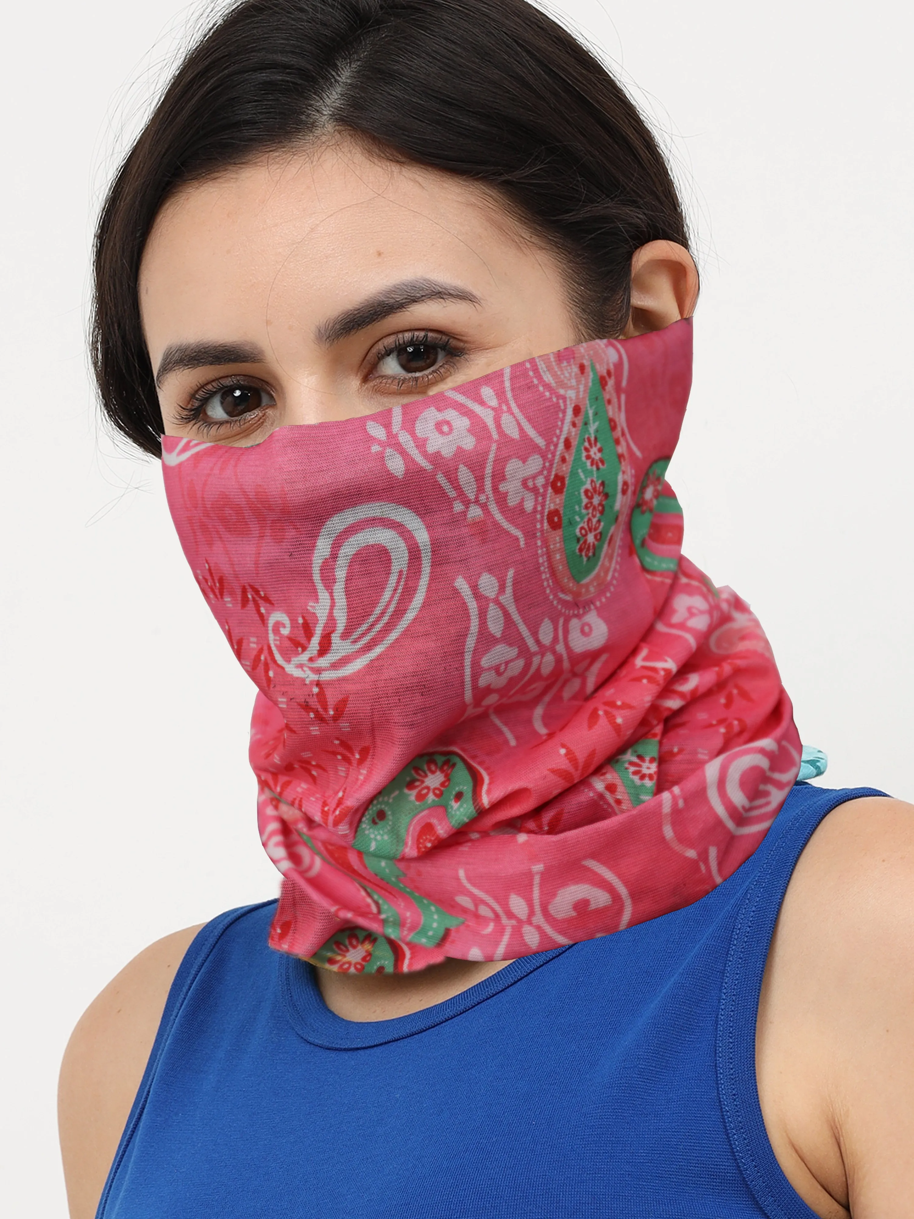 UrGear Men Women Unisex Adults and Kids Pink Printed Bamboo Anti Microbial Multipurpose FREE SIZE Bandana