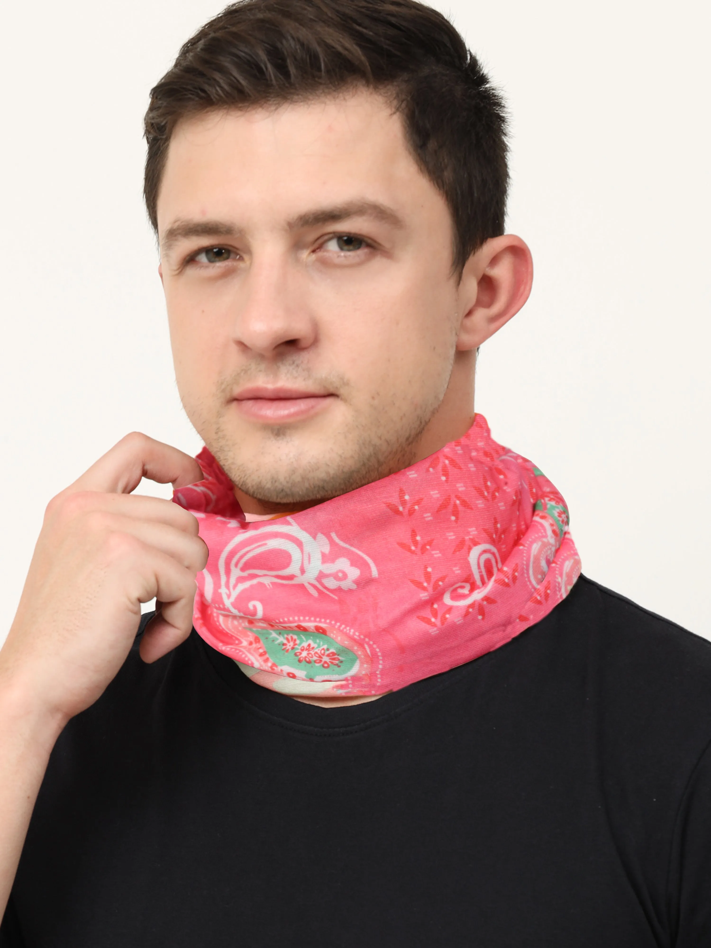 UrGear Men Women Unisex Adults and Kids Pink Printed Bamboo Anti Microbial Multipurpose FREE SIZE Bandana