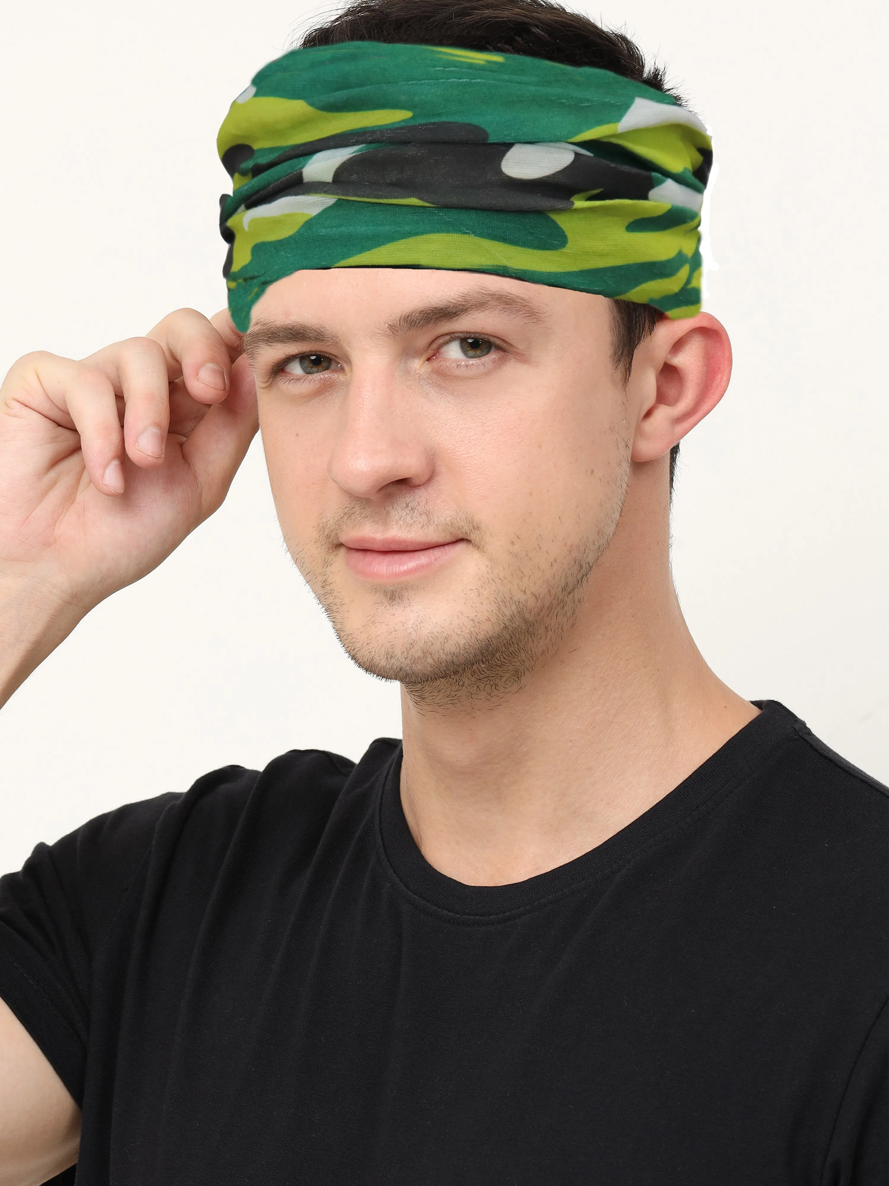 UrGear Unisex Adults and Kids Green Camo Printed Bamboo Anti Microbial Multipurpose FREE SIZE Bandana