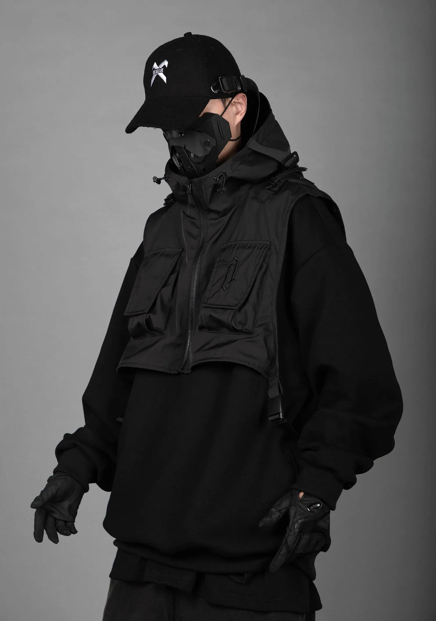 V3 Black Tech Guarded Hoodie with Vest