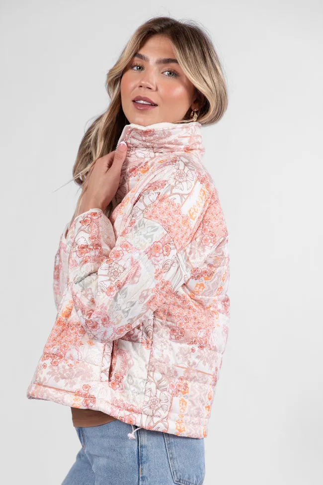 Vail Valley Pink Multi Patch Floral Quilted Zip Up Jacket