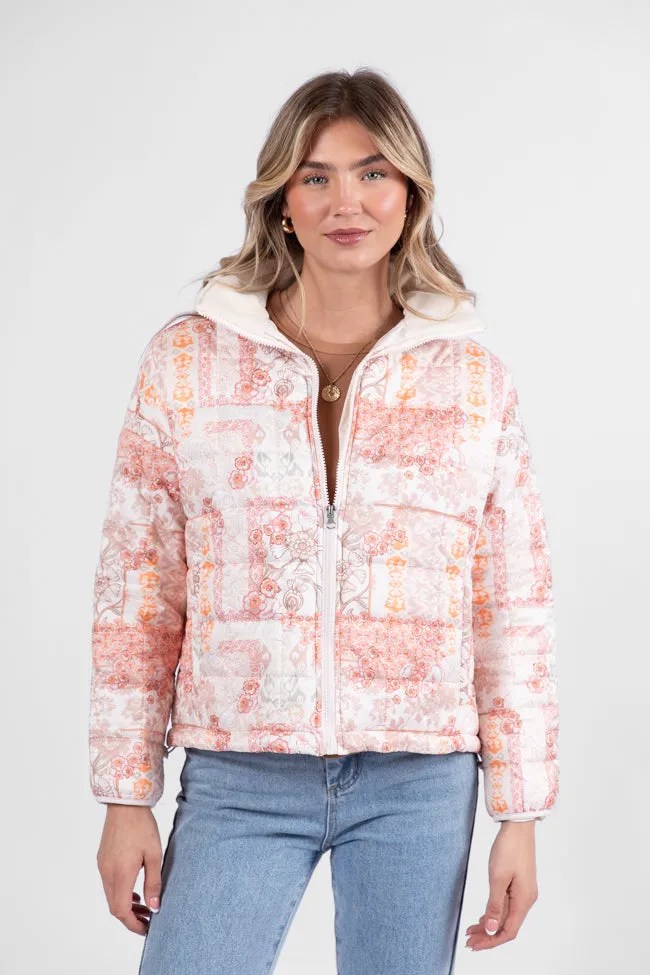 Vail Valley Pink Multi Patch Floral Quilted Zip Up Jacket