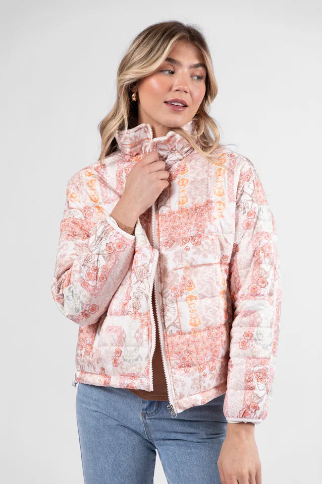 Vail Valley Pink Multi Patch Floral Quilted Zip Up Jacket