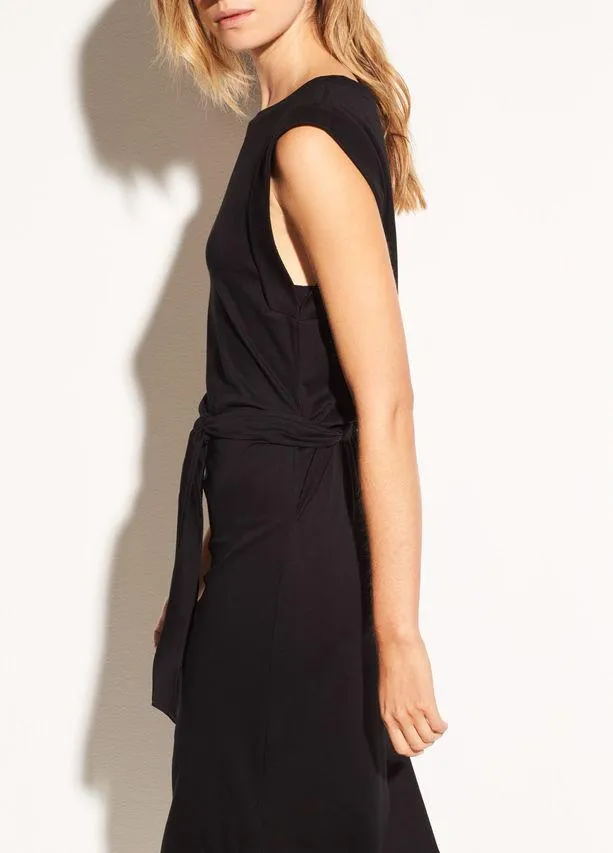 Vince - Wrap Waist Cotton Dress in Black