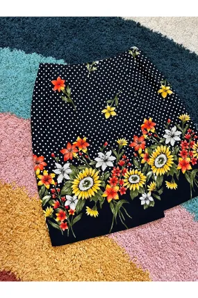 Vintage 90s Flowers & Polka Dots Skirt