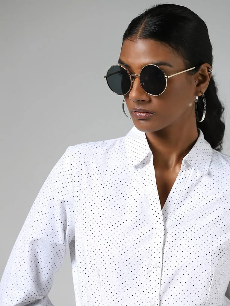 Wardrobe White Polka Dotted Shirt