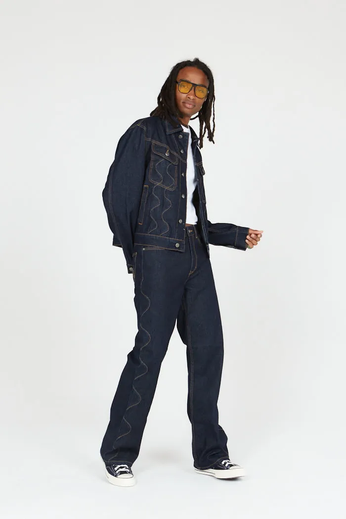 Wavy Seam Organic Denim Flared Jeans