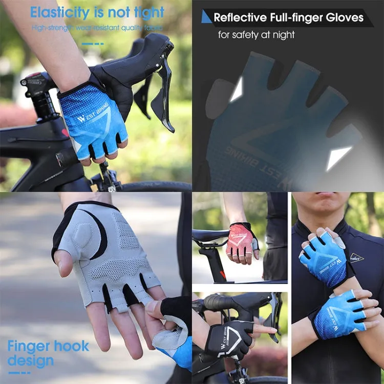 WEST BIKING YP0211215 Riding Gloves Summer Half Finger Breathable Outdoor Cycling Gloves, Size: M(Blue)