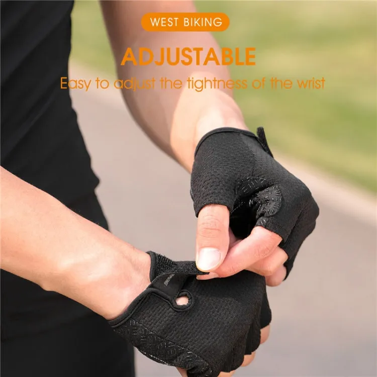 WEST BIKING YP0211218 Cycling Breathable Short Gloves Non-Slip Half Finger Gloves, Size: L(Red)