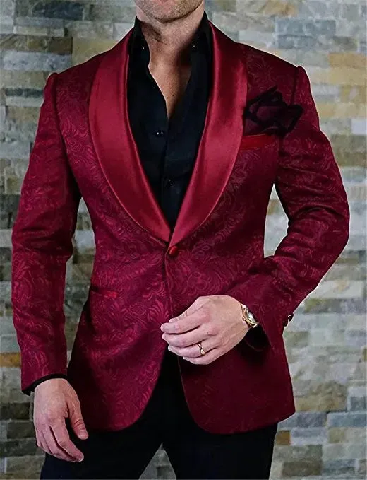 White Butterfly Jacquard Groom Tuxedos Embossed Three-dimensional Pattern Men's Blazer 2 Piece Suits Wedding Dress Prom Clothing Multi-color optional