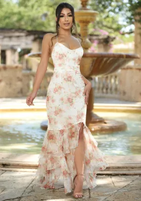 White Greta Floral Maxi Dress