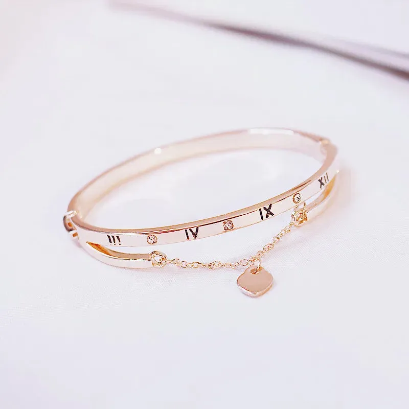 Wholesale- Rose Gold Stainless Steel Bracelets Bangles Female Heart Forever Love Brand Charm Bracelet for Women Famous Jewelry