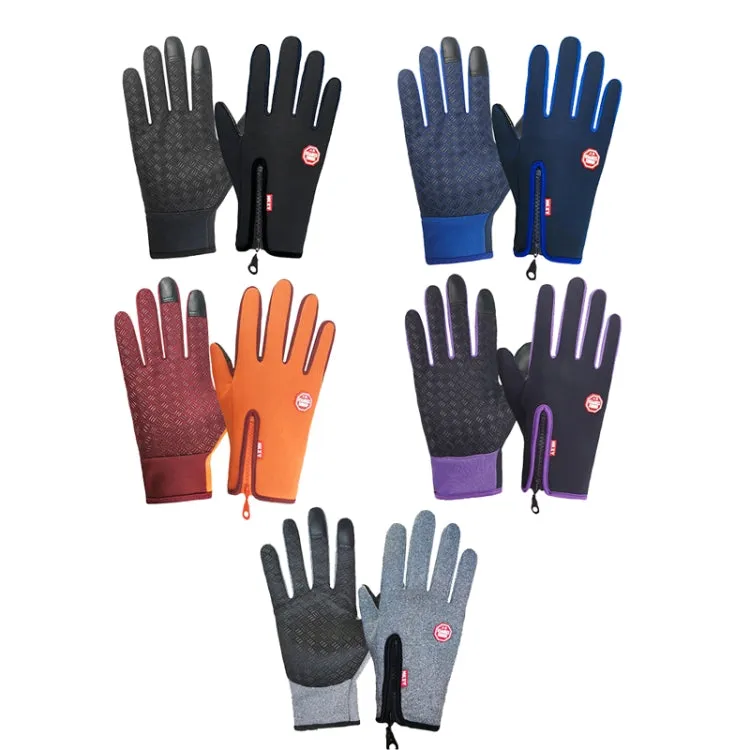 Winter Outdoor Riding Sports Waterproof Touch Screen Glove, Size: M(H043 Purple)