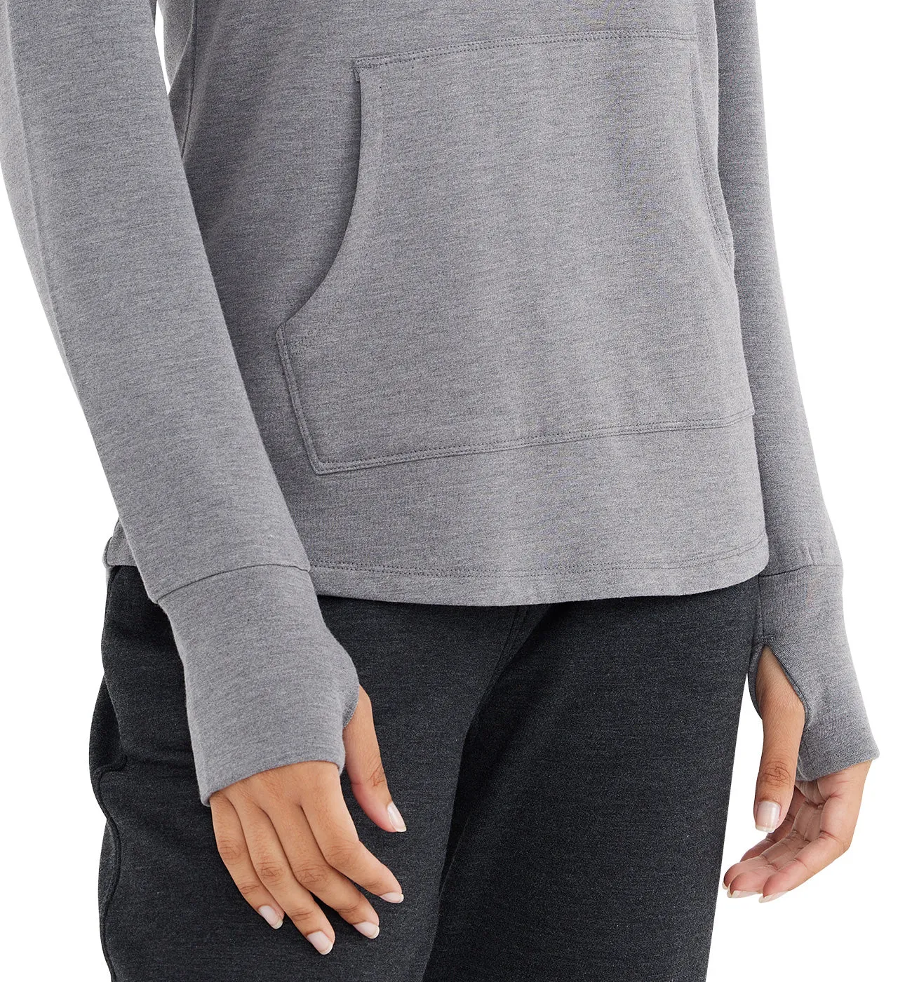 Women's Bamboo Lightweight Fleece Pullover Hoodie - Heather Navy