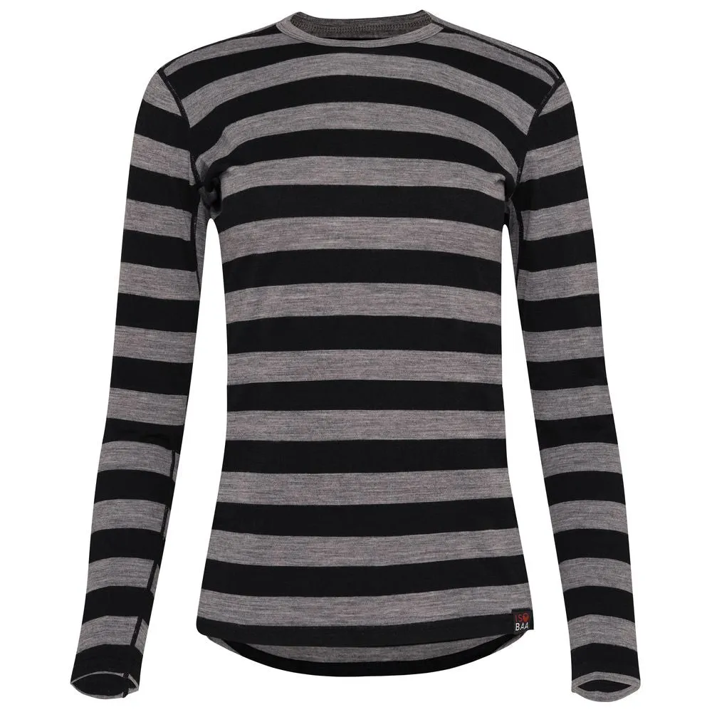 Womens Merino 180 Long Sleeve Crew (Black/Charcoal)