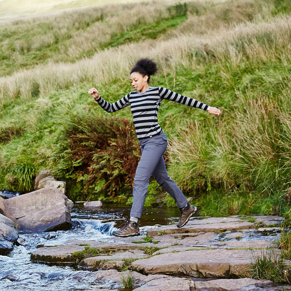 Womens Merino 180 Long Sleeve Crew (Black/Charcoal)