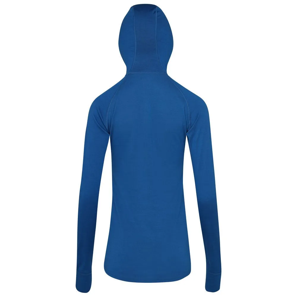 Womens Merino 200 Zip Neck Hoodie (Blue)