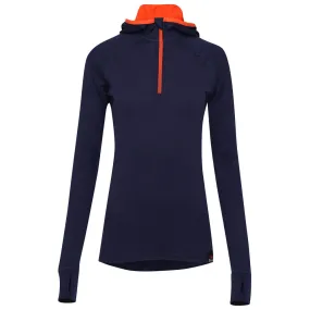 Womens Merino 200 Zip Neck Hoodie (Navy)