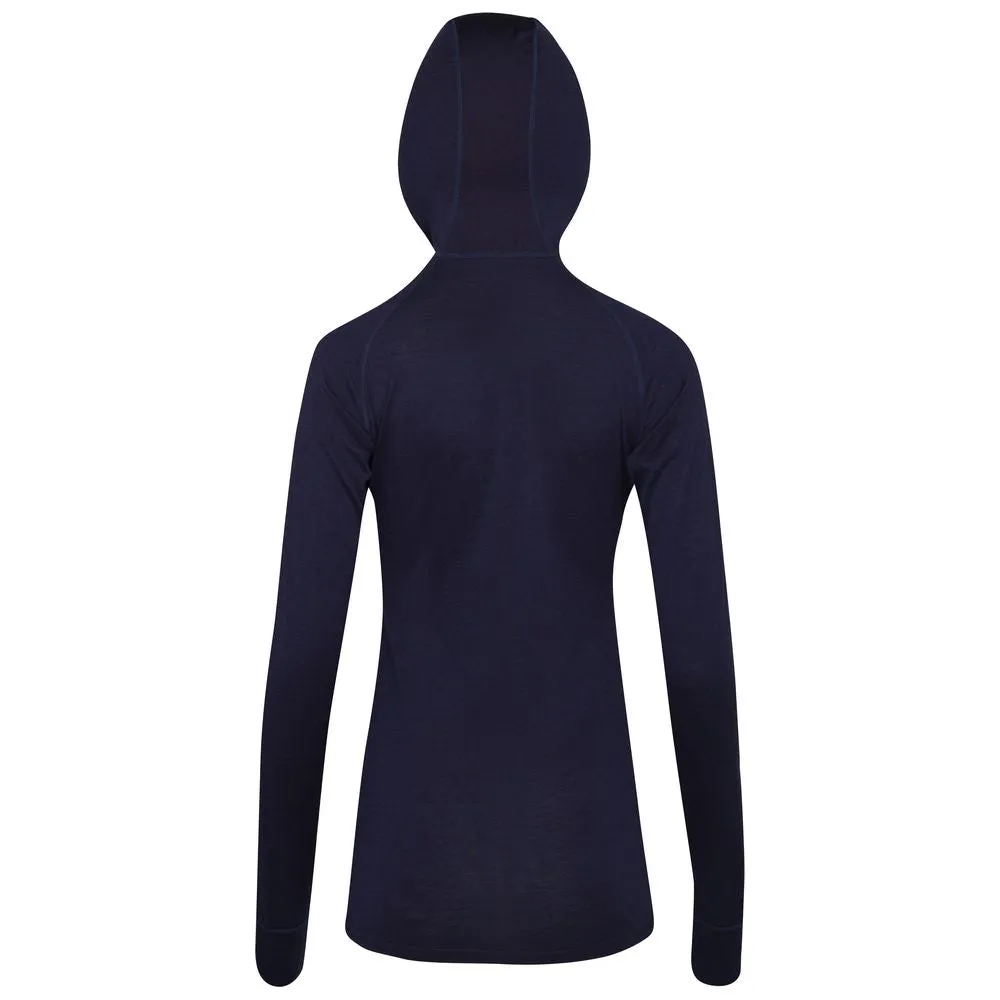 Womens Merino 200 Zip Neck Hoodie (Navy)