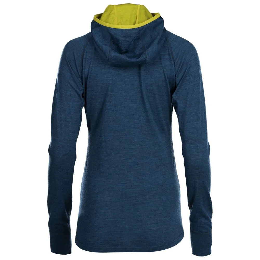 Womens Merino 200 Zip Neck Hoodie (Petrol)