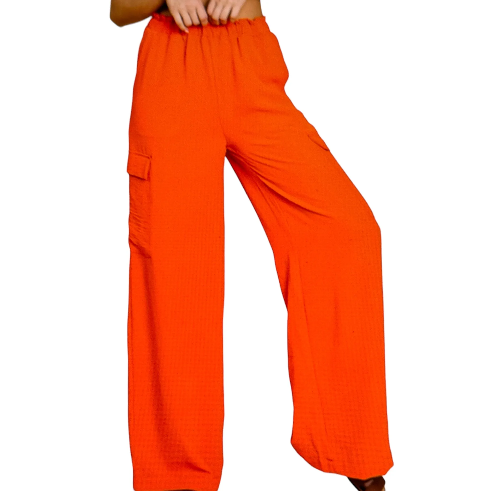 Women's Plus Size Spicy Orange Cargo Pants