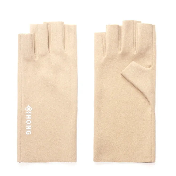 WST-41 Winter Thin Flannel Warm Finger Gloves Nail Protective Gloves, Spec: Finger (Beige)